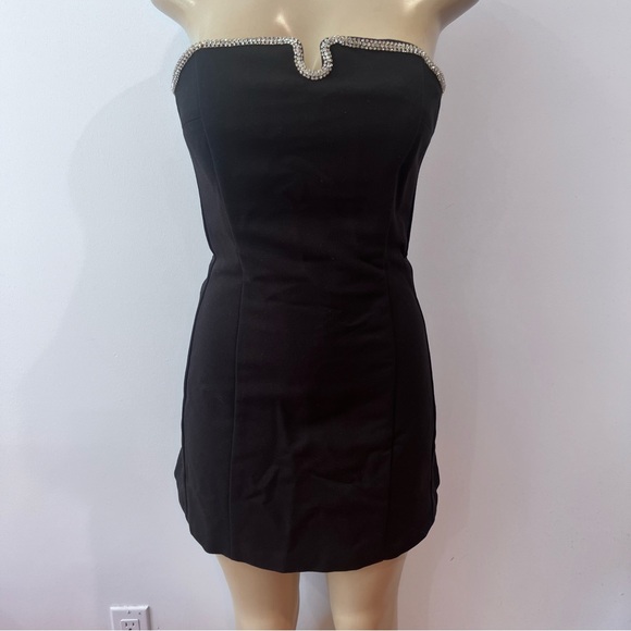H&M Strapless Embellished Dress Sz S Small Black Fit Flare Cocktail HM H M - Picture 1 of 8